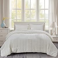 Vista 1 de Juego de funda de edredón de piel sintética ultra suave, color beige, tamaño matrimonial, juego de ropa de cama de 3 piezas