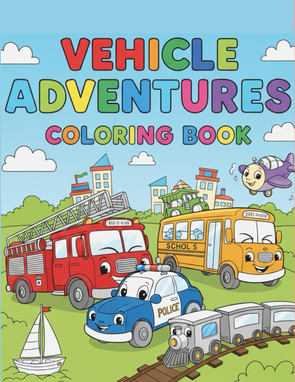 Vehicle Adventures Fun Coloring Book for Kids: Fun Cars, Trucks, Buses & Planes – Easy Coloring Pages for Ages 3–6