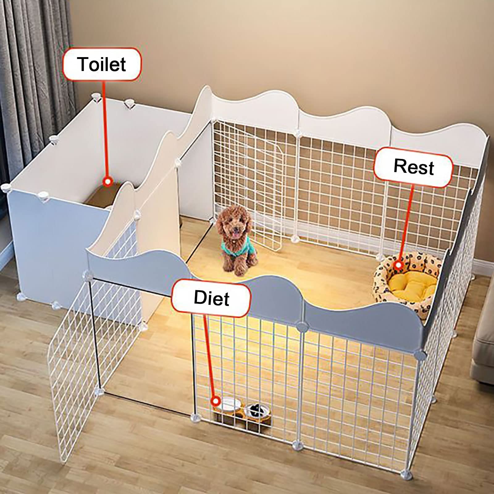 Recinzione per gatti grande, staccabile, fai da te, per animali domestici, ideale per gatti e furetti, design spazioso per interni ed esterni