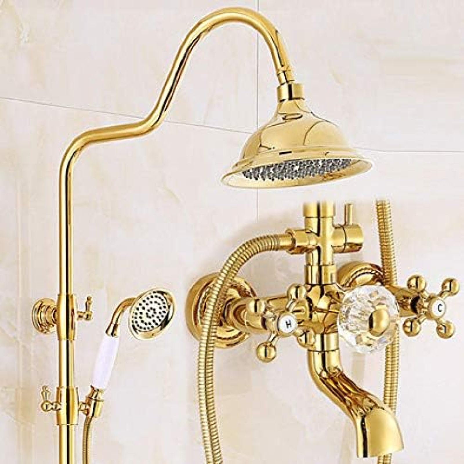 Ensemble de douche en laiton mural avec barre coulissante pour baignoire
