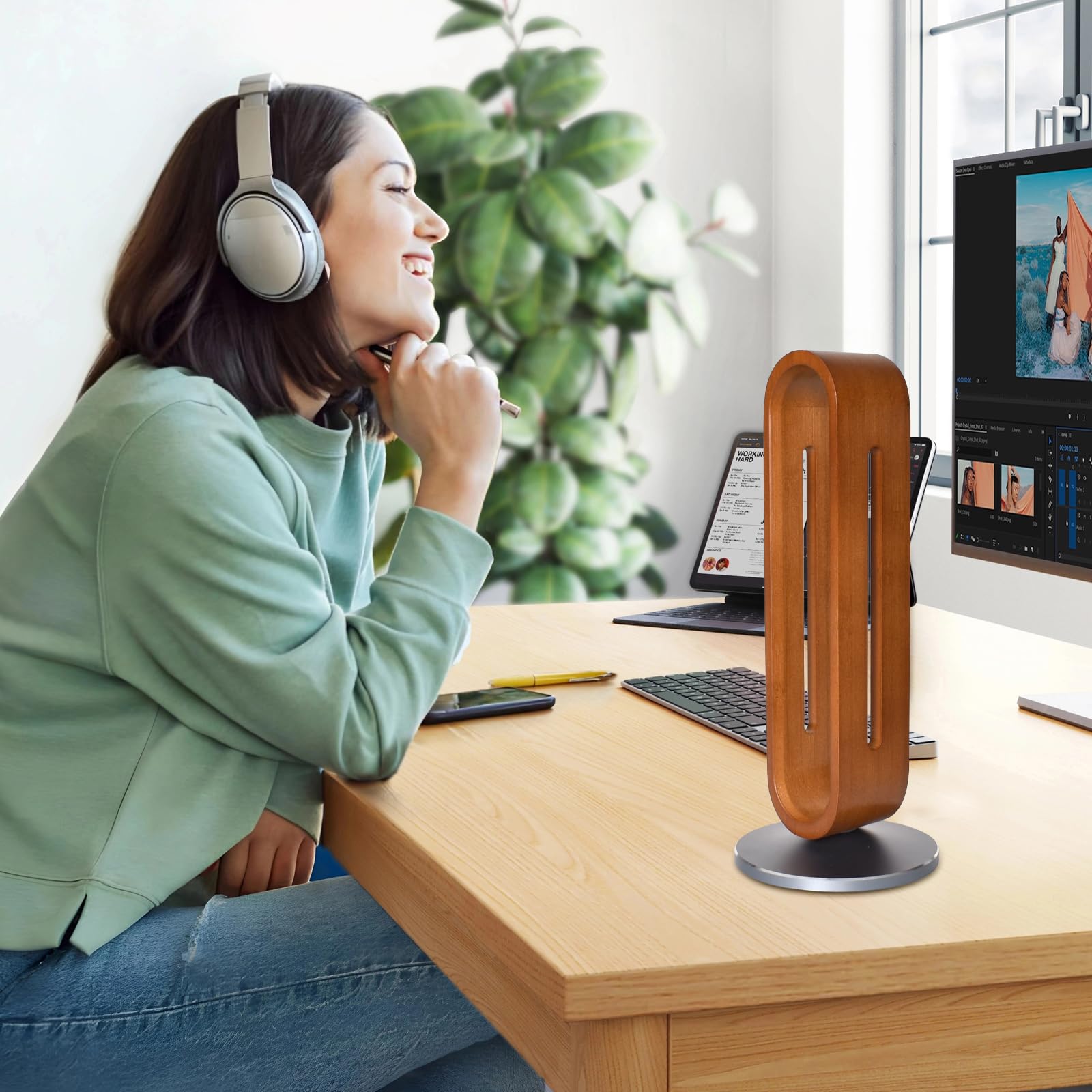 NO Support de Casque Audio en Bois, Antidérapant & Durable, Repose Casque Gaming Universel & Forme Unique de U, Porte Casque Gamer Idéal pour Maison, Bureau & Boutique - Marron