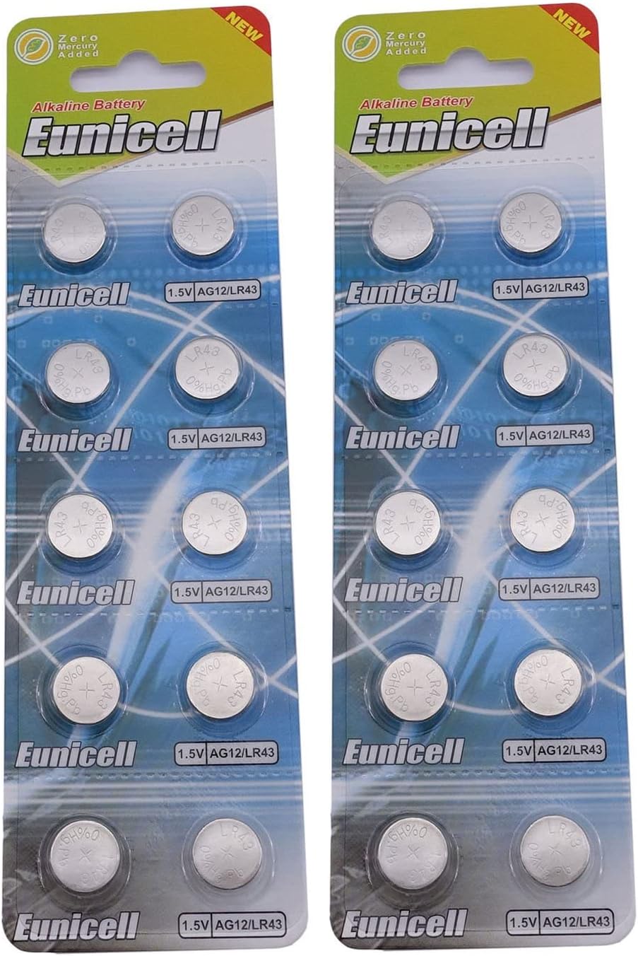 20 X AG12 Alkaline button cell batteries - G12 LR43 LR43SW LR1142 LR1142SW SR1142W 301 386