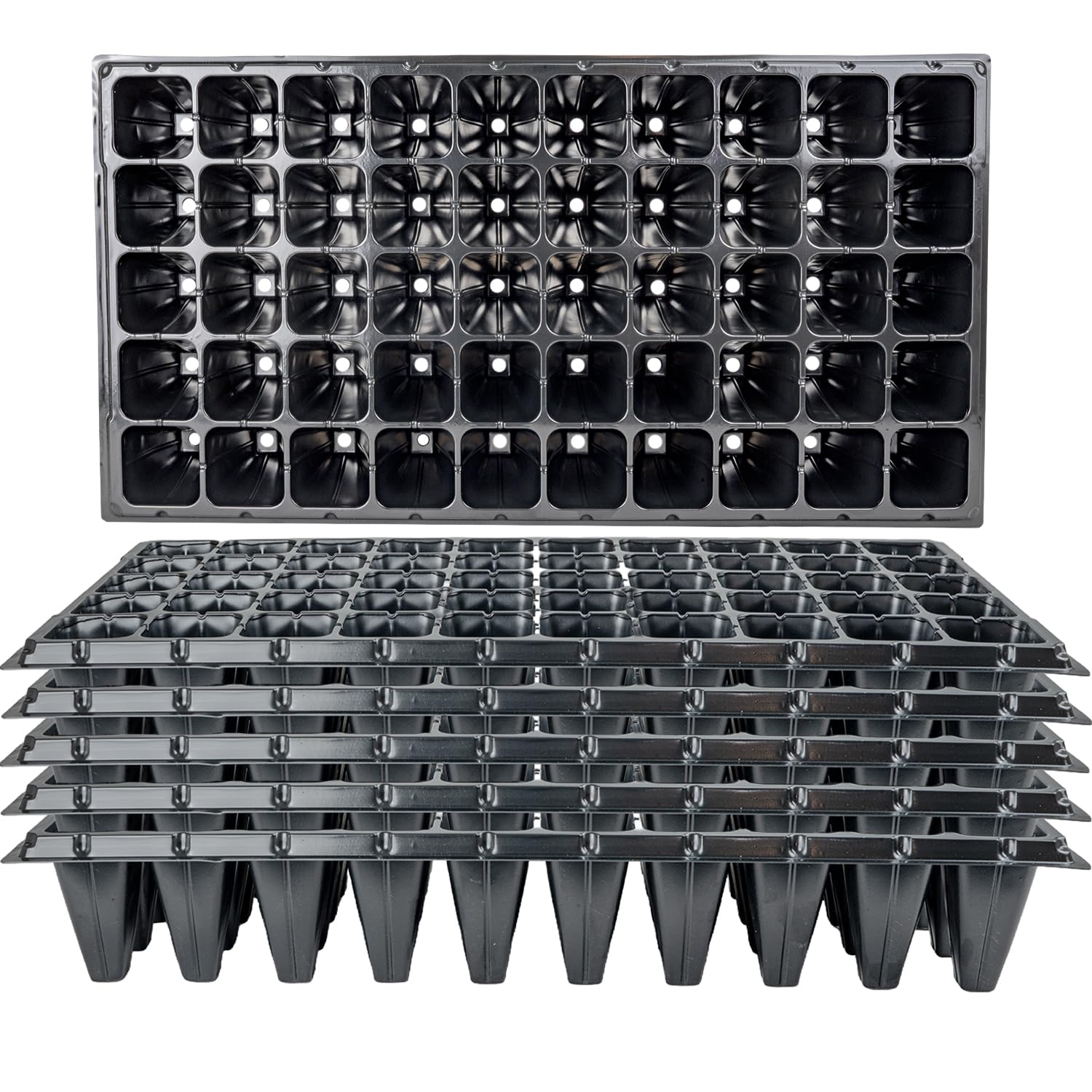 Woodside 50 Cell Root Trainer Seed Trays 6 Pack | Reusable Propagation Trays for Seedlings & Cuttings | Deep Cell Plant Starter Trays with Drainage Holes | Garden Growing Equipment
