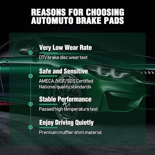 Miniatura 5 de AUTOMUTO Juego de pastillas de freno de cerámica delanteras y traseras para Chevrolet Cruze 2012, 2013, 2014, 2015, 2016, 2017, 2018, 2011, 2012,