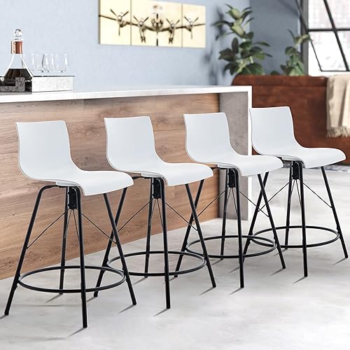 Miniatura 3 de annjoe Taburetes de bar giratorios de metal para mostrador, sillas de asiento de plástico, juego de 4 para interiores y exteriores, hogar, cocina,