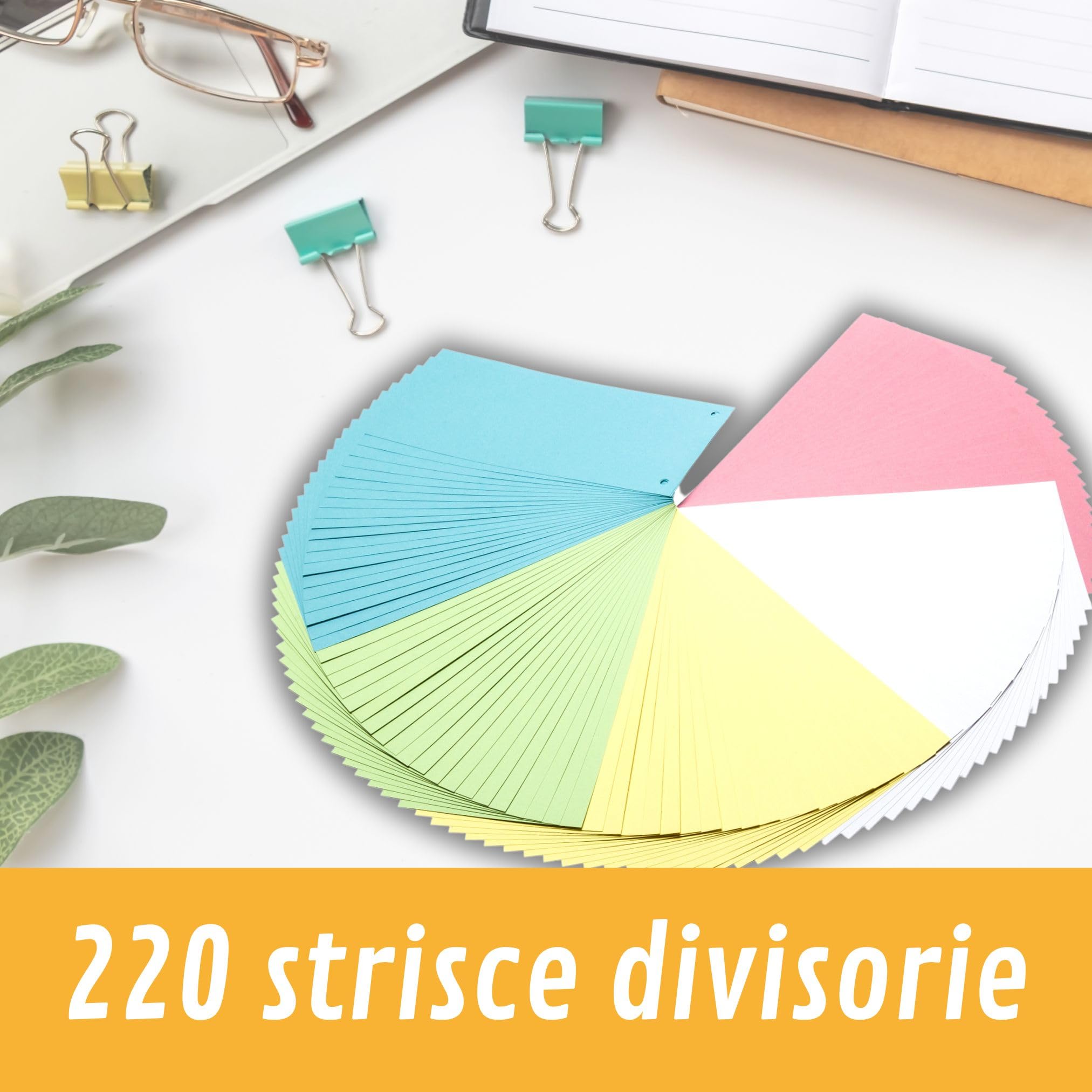 Strisce divisori raccoglitori ad anelli A4, cartone riciclato, Made in Germany, 5 colori
