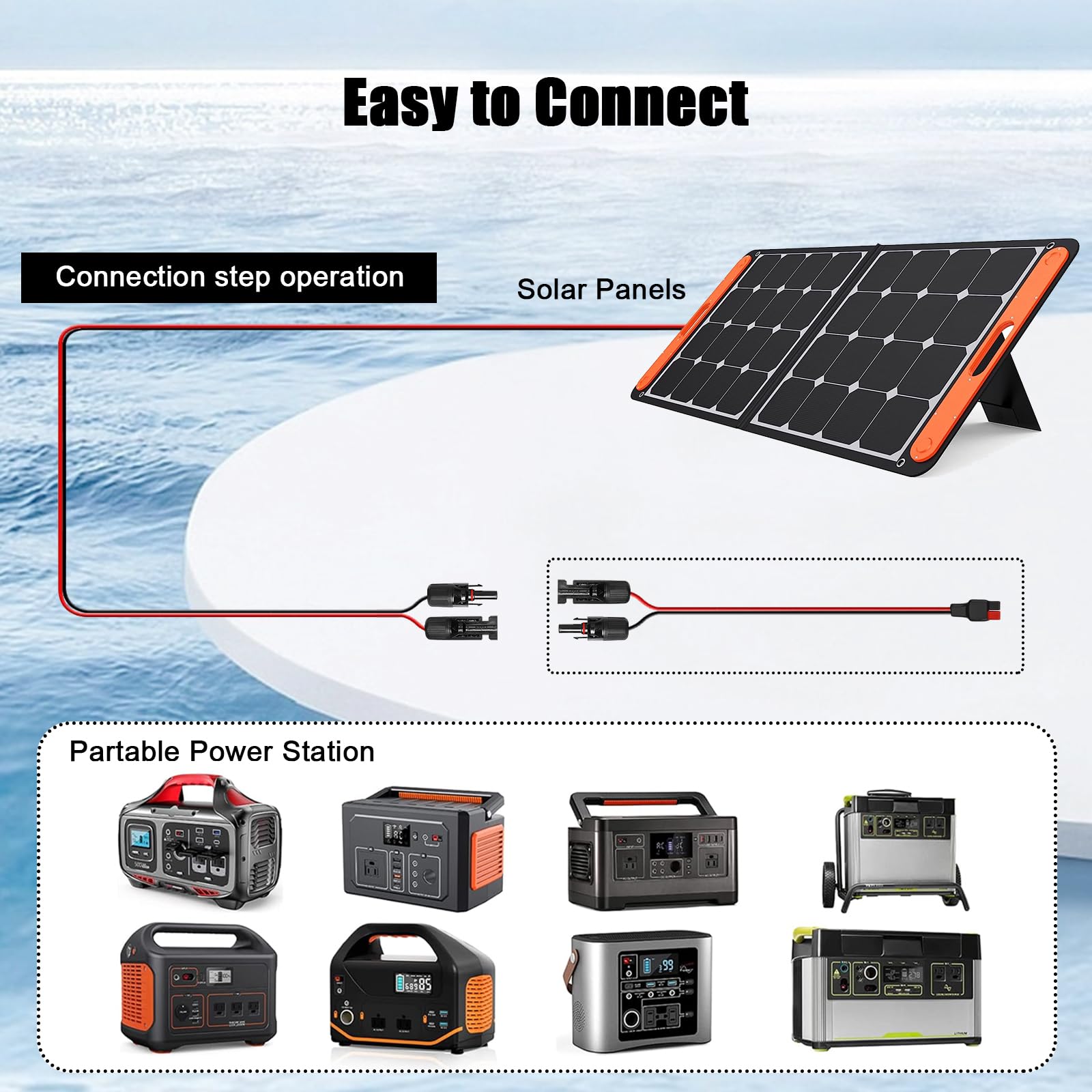 MOOKEERF Cable de panel solar de 10 AWG a conector Anderson, cable de extensión solar de 50 pies con conector estilo Anderson para estación de energía portátil, panel solar, generador solar