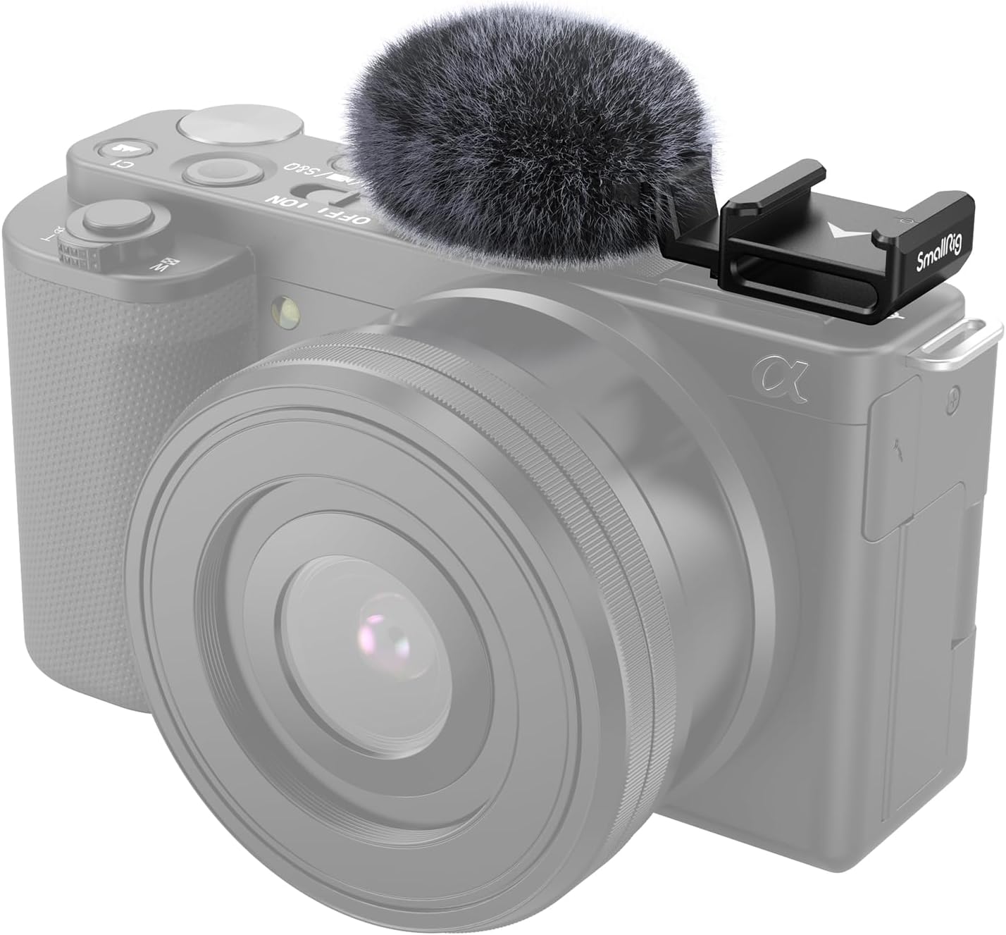 SmallRig Cold Shoe Adapter with Wind Muff Windshield for Sony ZV-1F / ZV-E10 / ZV-1 / ZV-E1 / ZV-1 II, Wind Furry for Light Microphone Attachment - 3526