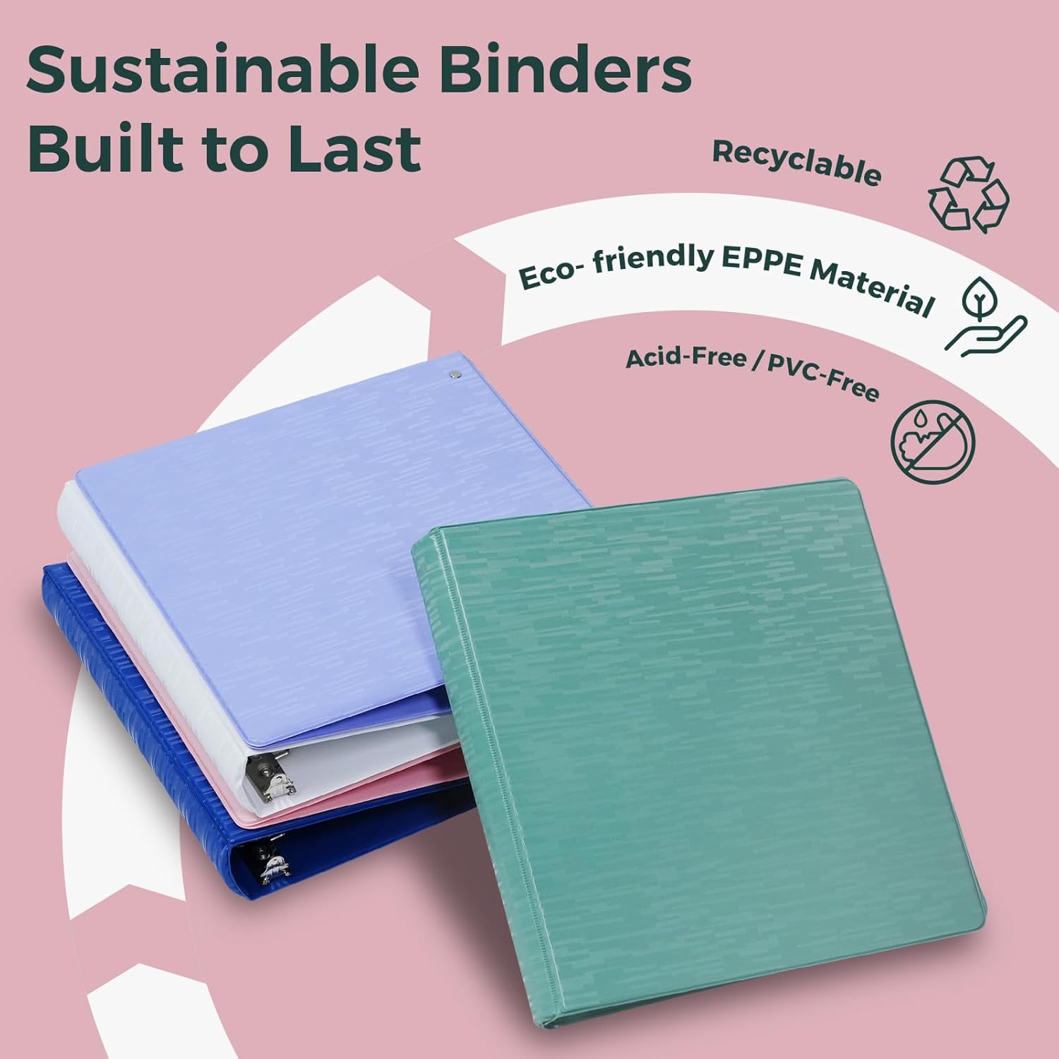 POPRUN Dリングバインダー 3個 1インチ ポリ塩化ビニル不使用 丈夫なオーガナイザー 2つの内ポケット付き 学校やオフィス用