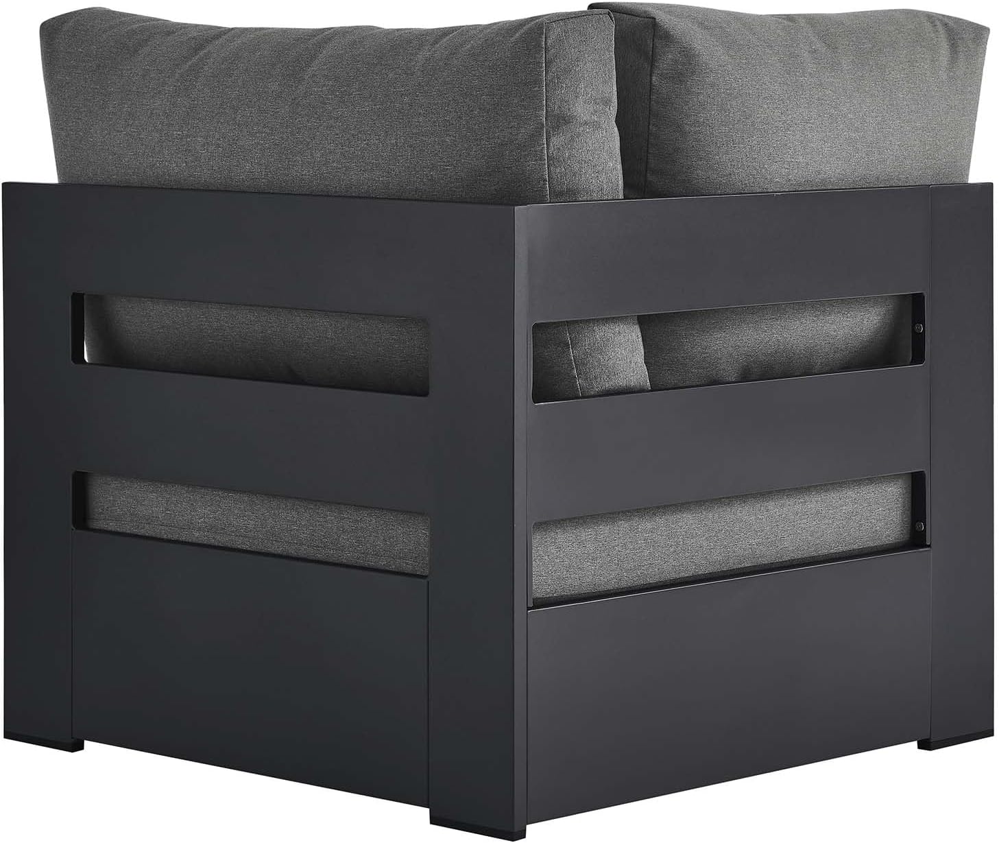 Modway Tahoe Aluminum Outdoor Sectional Corner Chair in Gray Charcoal with Weather-Resistant Cushions, Deep Seat Modular for Patio Furniture Lounge Set