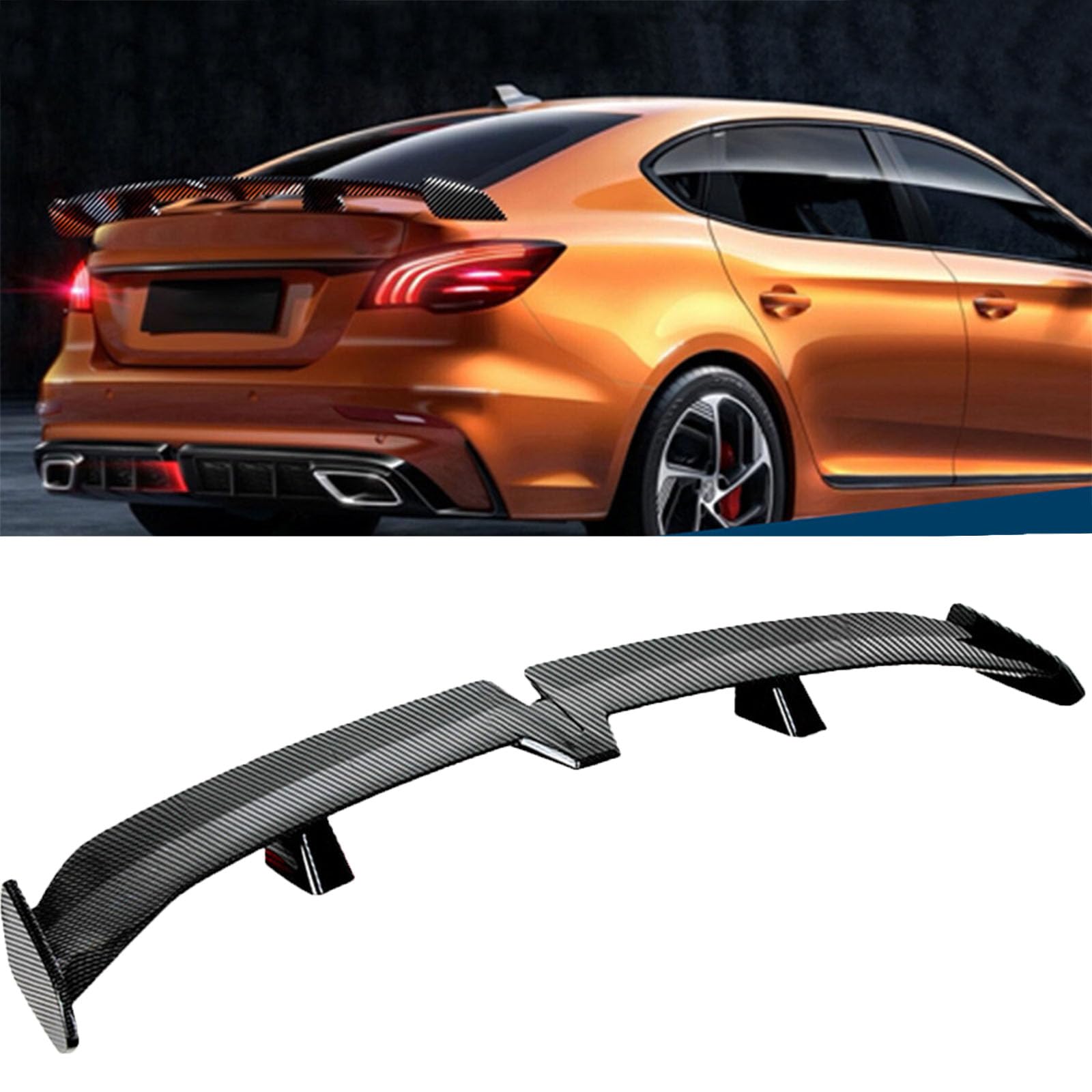 Rear Trunk Spoiler Wing, Compatible with Geely EC8 2010-2016, Car Trunk Spoiler Lip Kit Tail Fin Refit Spoiler Car Accessories, B Carbon Fiber Style