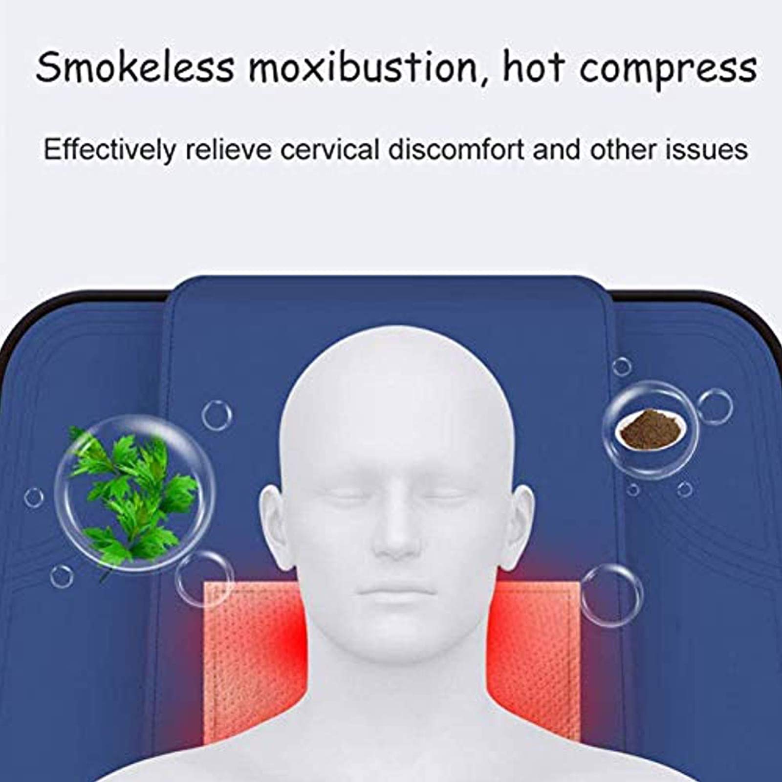 Colchón De Masaje Calefactado, Colchón De Masaje Eléctrico con 9 Motores Vibrantes, Almohadilla De Colchón De Masaje Calentado para El Alivio del Dolor De Espalda,Azul