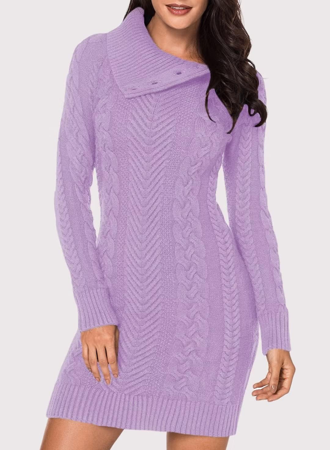 BLENCOT Womens Turtleneck Long Sleeve Elasticity Chunky Cable Knit Pullover Sweaters Jumper - Image 3