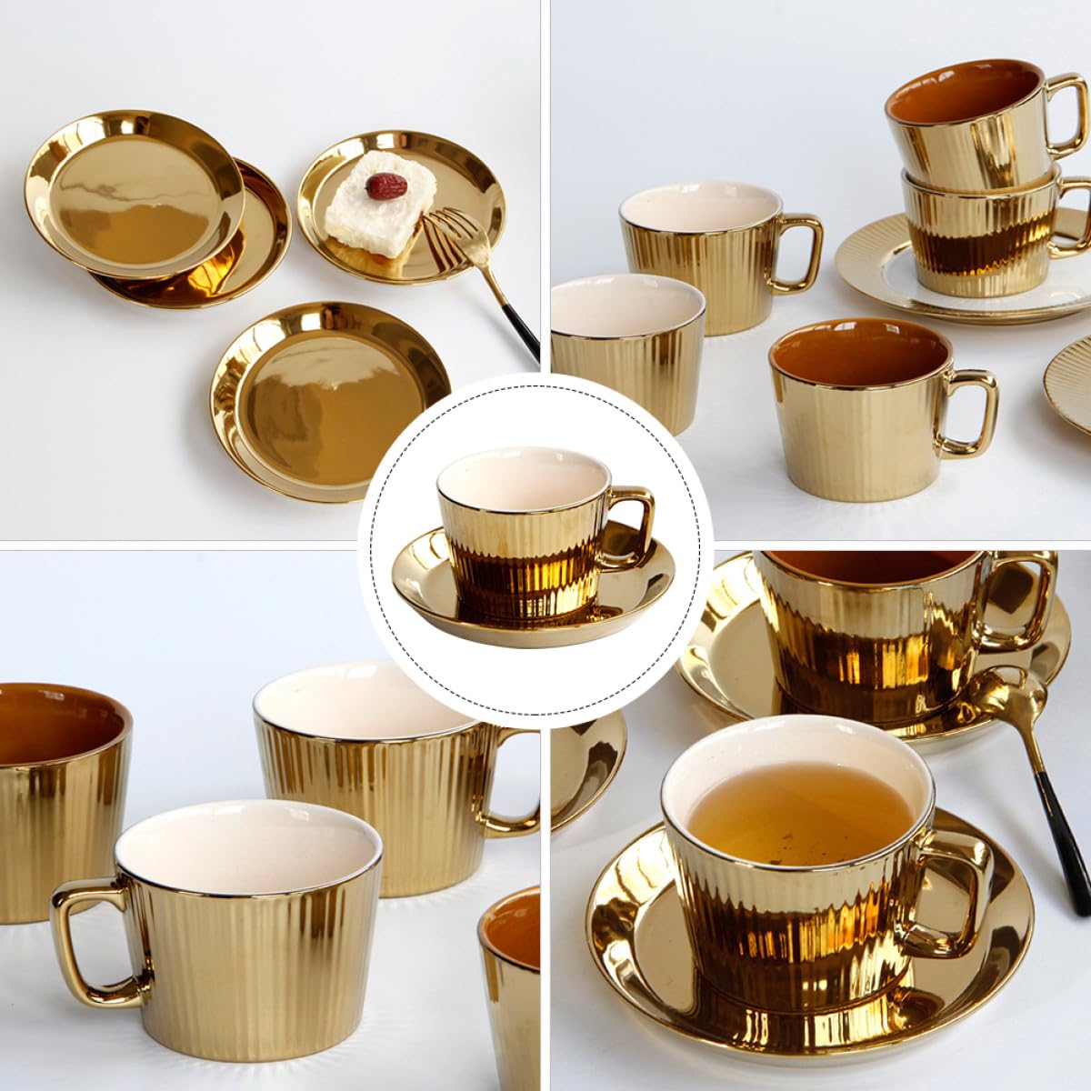 INOOMP Set de Tasse à Café avec Soucoupe Élégante en Céramique Blanche 250ml Design Pratique pour Maison ou Café et Usage Individuel