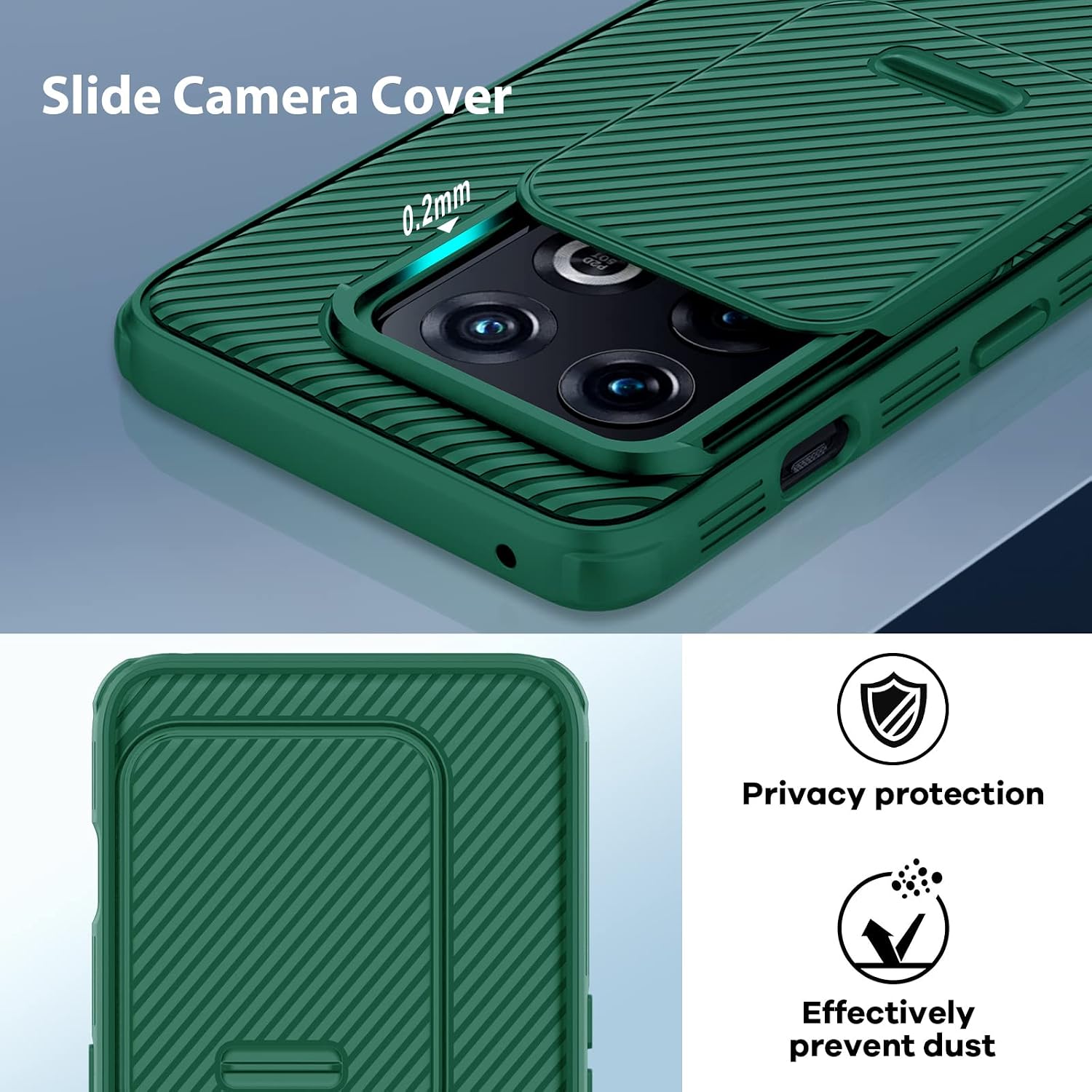 Nillkin OnePlus 10 Pro Case with Slide Camera Cover, CamShield Pro Case with Camera Protection for OnePlus 10 Pro 2022 - Green