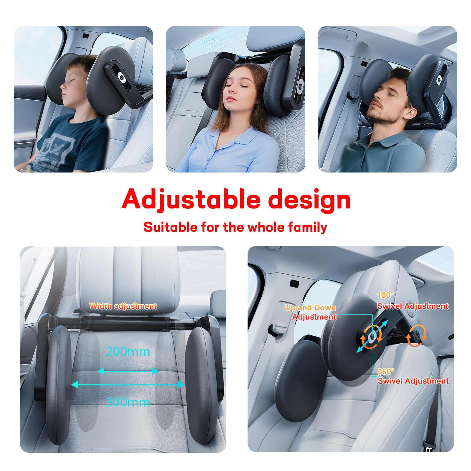 Poggiatesta auto per bambini, 2025 nuovo aggiornamento supporto cervicale auto, rotazione a 360°, supporto per il collo per bambini e adulti, poggiatesta auto, cuscino memory foam