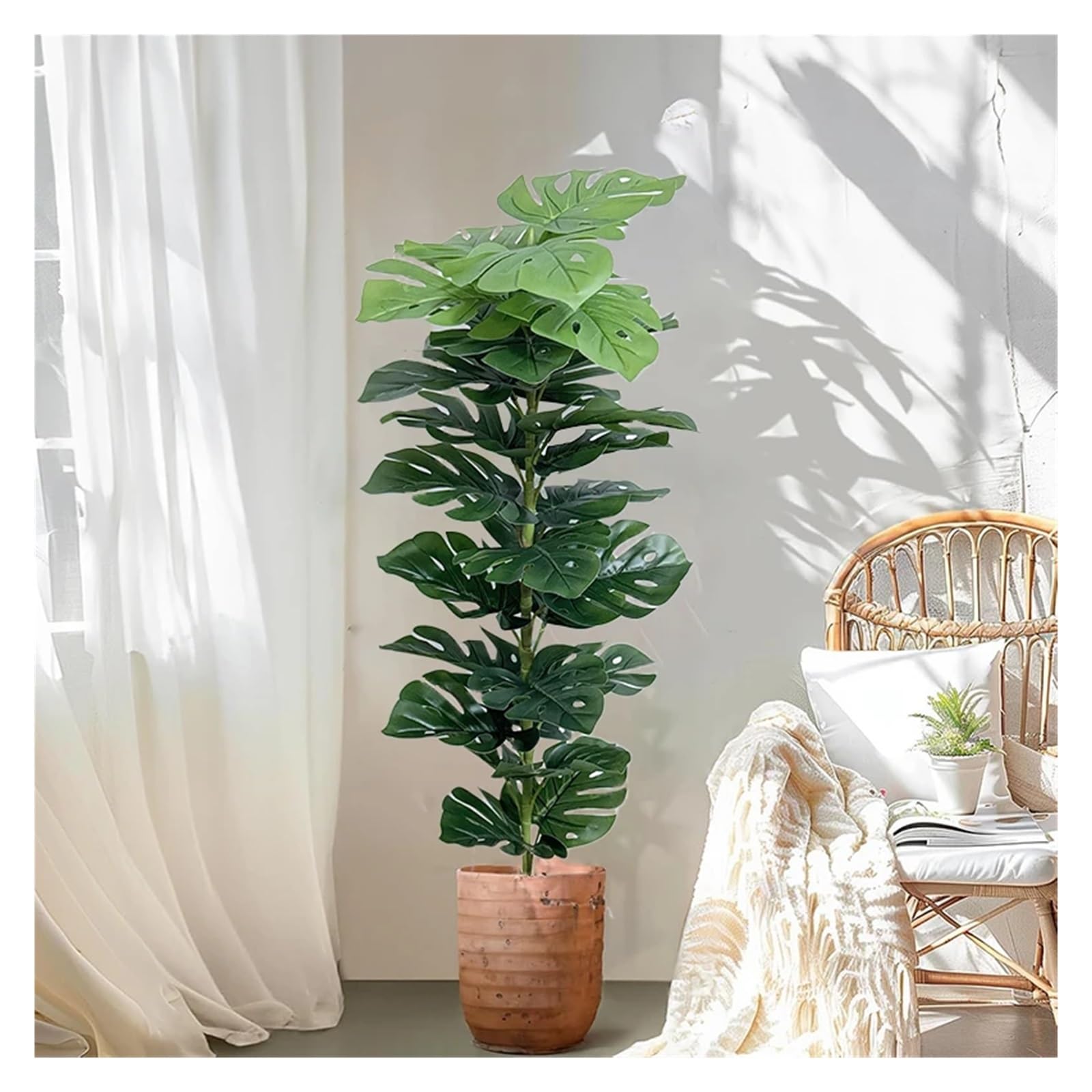 Künstliche Tannenzweige 70-150 cm Künstlicher Monstera-Baum, Gefälschte Palmenpflanzen, Plastikschildkrötenblätter, Tropische Landschaftspflanzen for Hausgarten-Shop-Dekor(150cm)