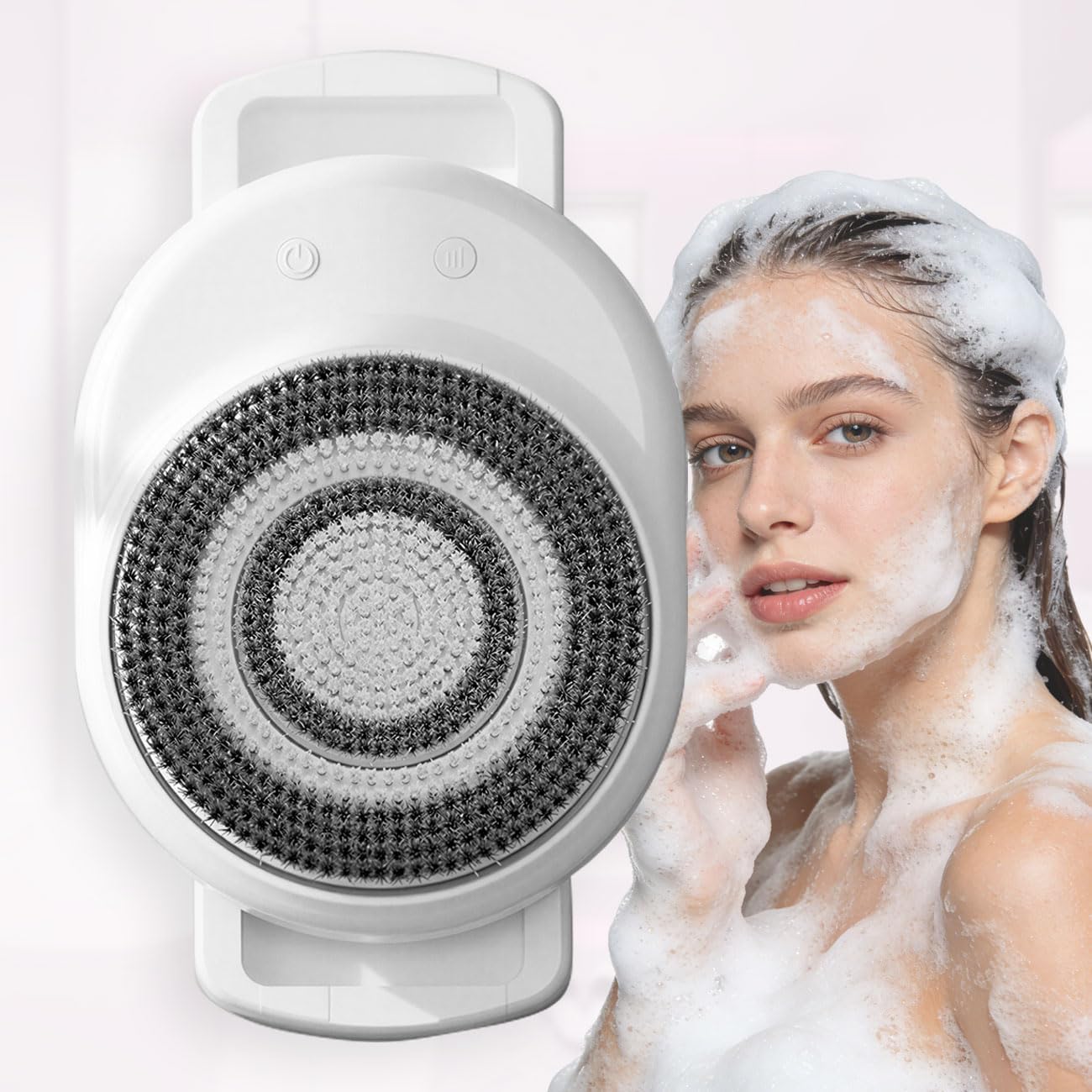 Electric Back Scrubber for Shower Wall Mounted, Hands-Free Automatic Shower Back Washer with 3 Replaceable Heads, Perfect for Men and Women, Easy to Install