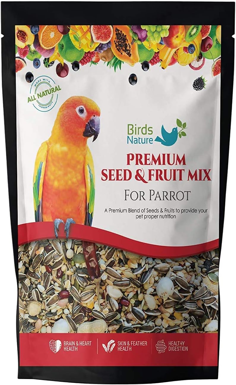 Premium Seed & Fruit Mix for African Greys Parrot, Senegals, Amazons, Electus, Small Cockatoos, Conures, Caiques & Exotic Birds (5kg)