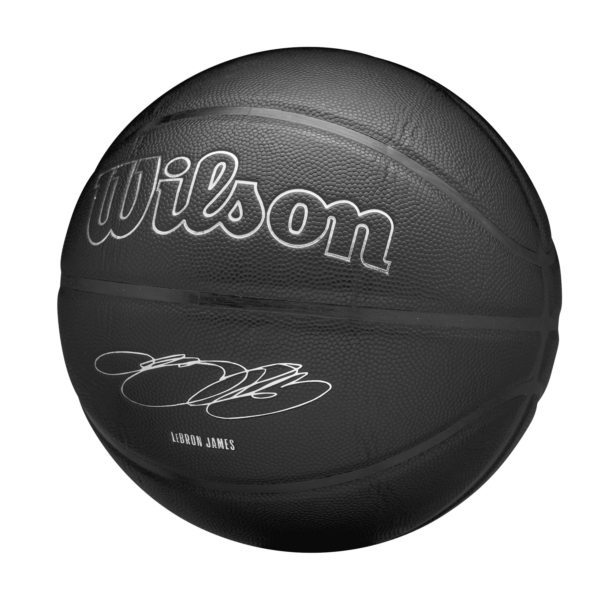 WILSON Evergreen NBA Player, Ballon de Basket, Revêtement Pure Touch, Idéal pour Extérieur, Résistant Aux Intempéries, Joueur: James, Couleur: Noir, Taille: 7