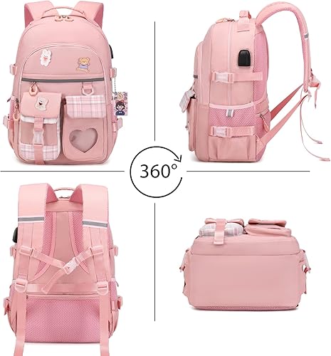 Miniatura 6 de Mochila para niñas - Mochilas para libros y mochila escolar para niñas, Rosado, Mochilas Daypack