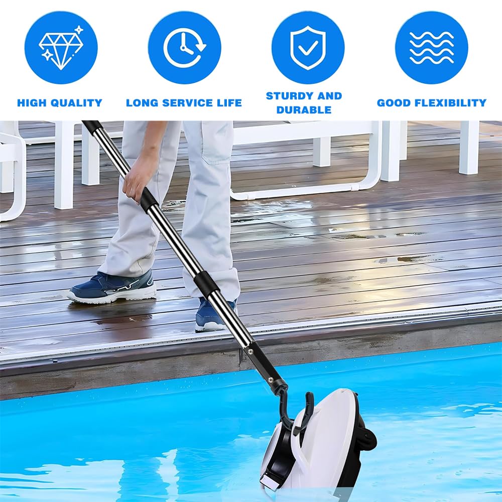 Haken für Poolroboter mit Teleskopstange 185 cm, Zubehörhaken Für Pool Saugroboter, Pool Reinigungszubehör Haken, Generisch Haken für Poolreiniger Roboter Zubehör für Alle Poolroboter (Schwarz/185cm)