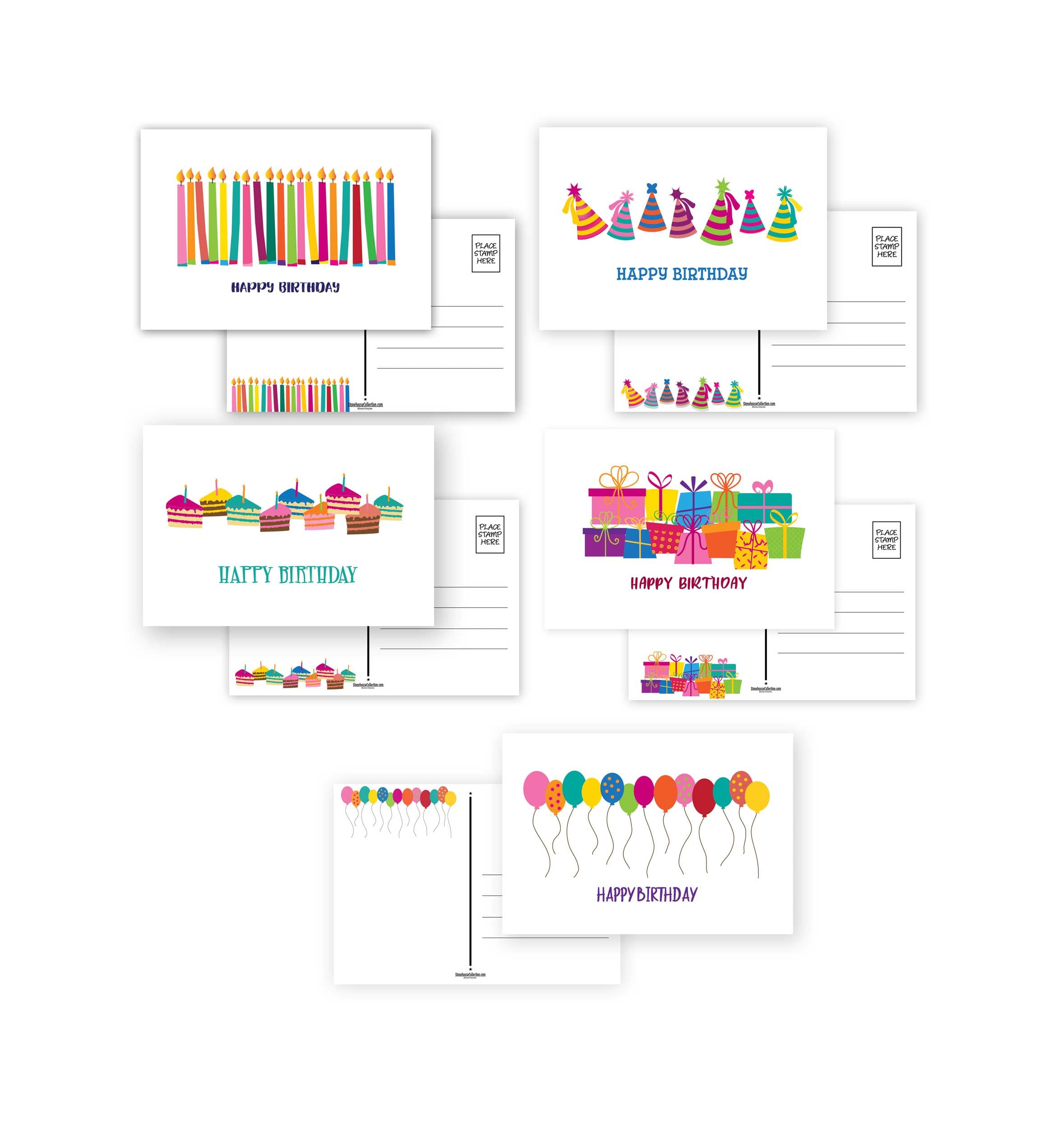 Stonehouse Collection Fun Happy Birthday Cards - Assortment Birthday Postcards for Mom, Teacher, Students, Kids & Loved Ones For Their Special Day -