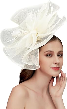 Womens Fascinators Hat for Women Tea Party Headband Wedding Cocktail Flower Mesh Feathers Hair Clip