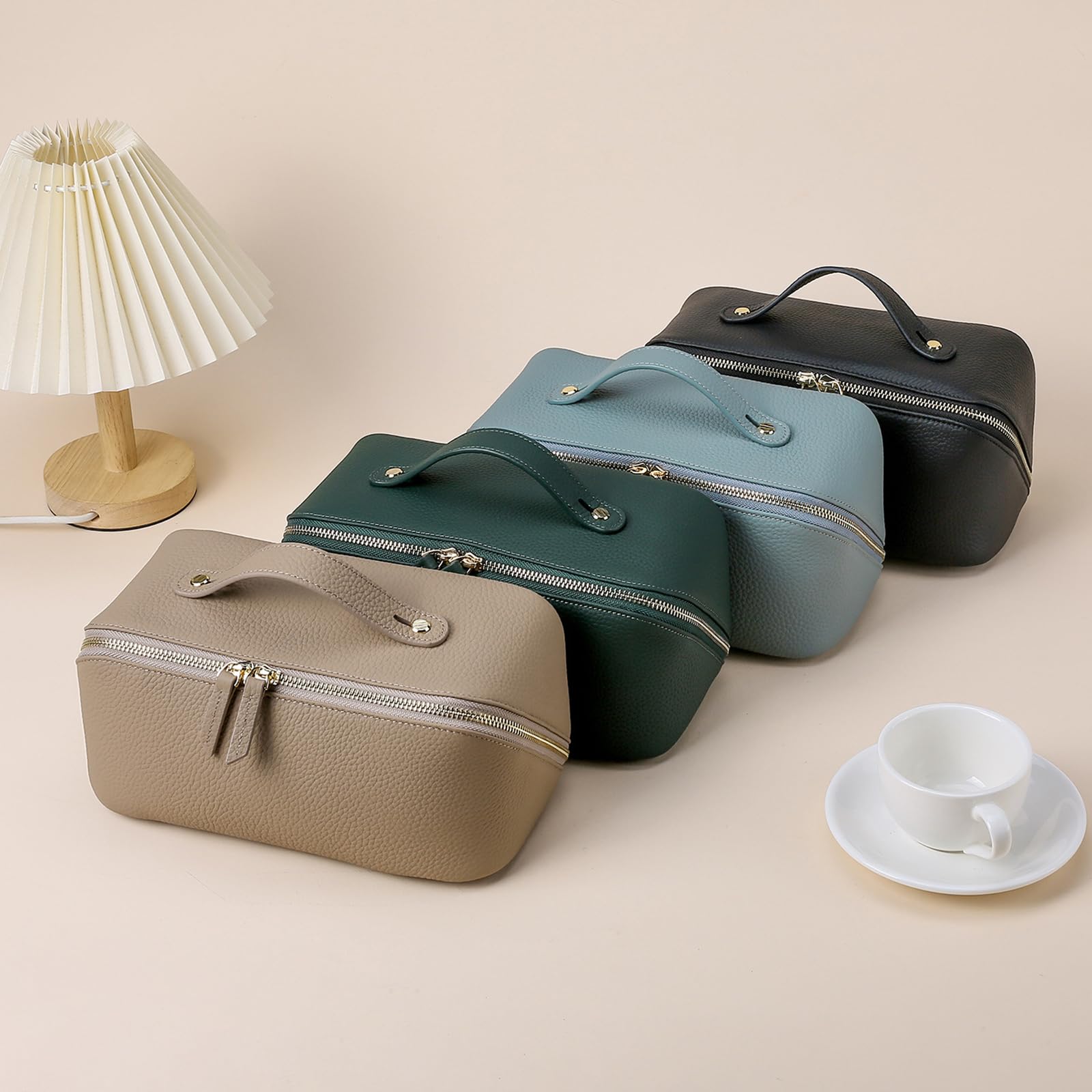 Bolsa de viaje de maquillaje Cosméticos de cuero Bolsa de inodoro