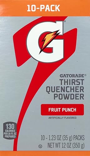 The Gatorade Company Polvo para calmar la sed paquetes de 123 onzas hace 20 onzas paquete de 10 ponche de frutas