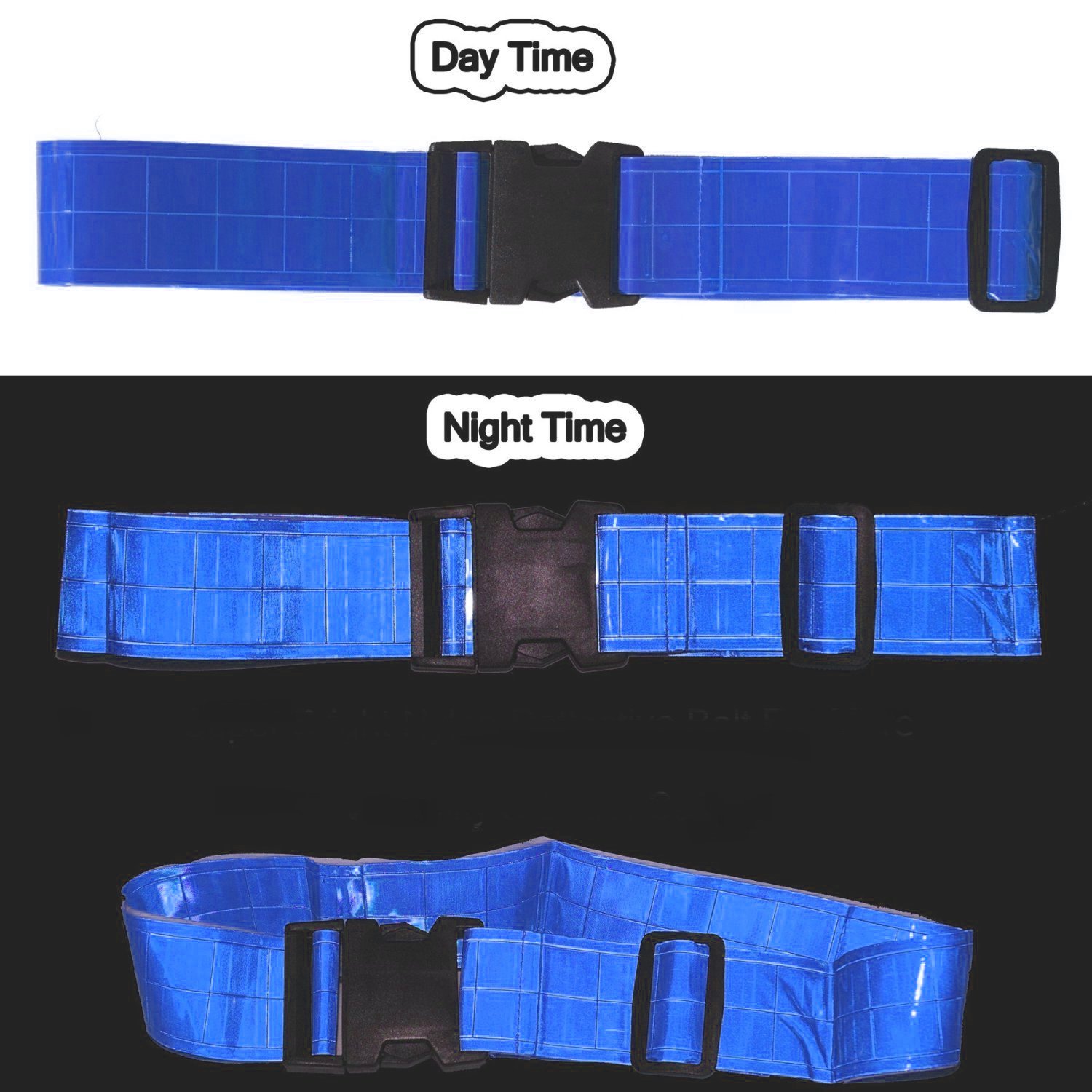 Mellshy 360 Degree Visibility Army Safety Reflective Belt Made from Reflective Strips for Running Jogging Cycling Walking Biking (Blue)
