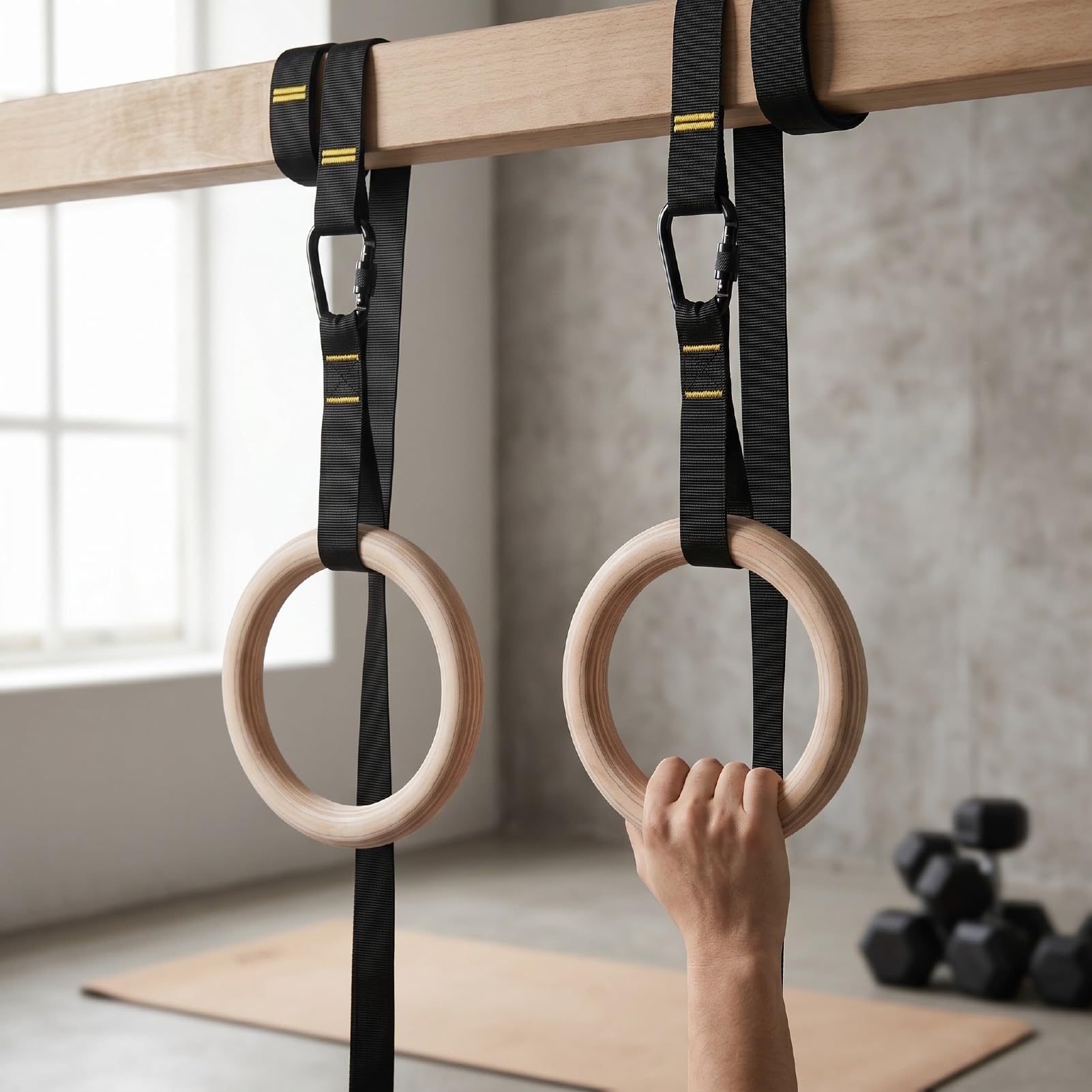 Generic Pierścienie do Podciągania z antypoślizgową taśmą antypoślizgową do Treningu Siłowego Tułowia - Regulowane Paski 1,5 Cala dla Wszystkich Poziomów Umiejętności