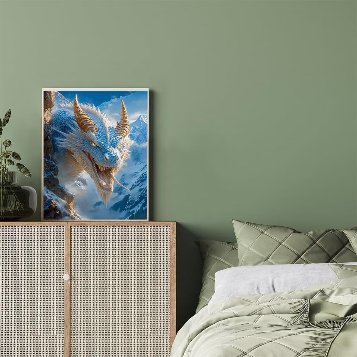 Dipingere con i Numeri Drago, Paint by Numbers Adulti Nevicare, Fai da te Creativi Adulti Quadri da Dipingere Numerati Kit per Decorazione Della Parete di Casa, Regalo 100x135 cm Senza Cornice 17-I