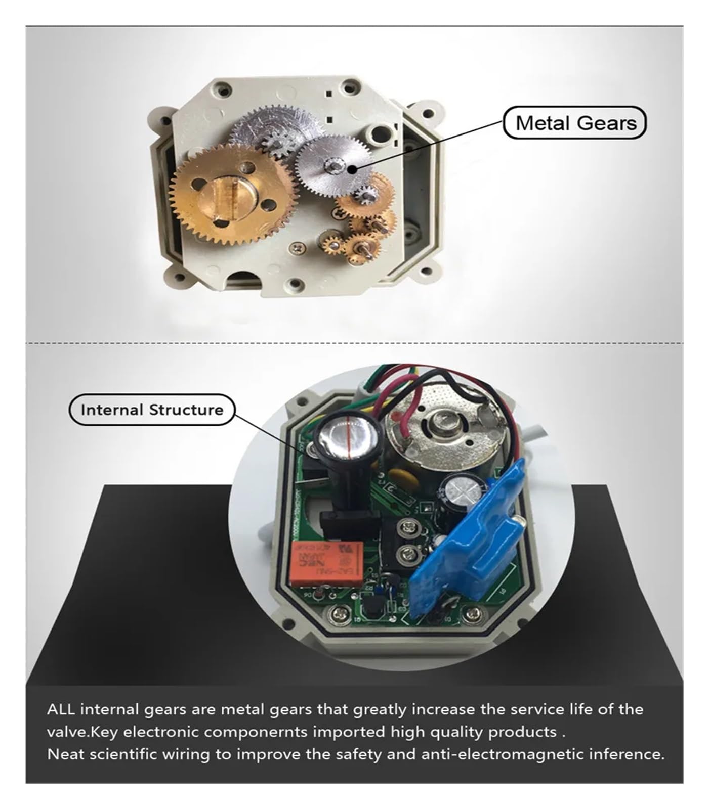 Vanne électrique 2 Voies en Laiton 1/4'' AC110V à 230V, Engrenages métalliques, Marche/arrêt, Retour par Ressort de 5 Secondes for purificateur d'eau(Bsp,AC110V to 230V-CR704)