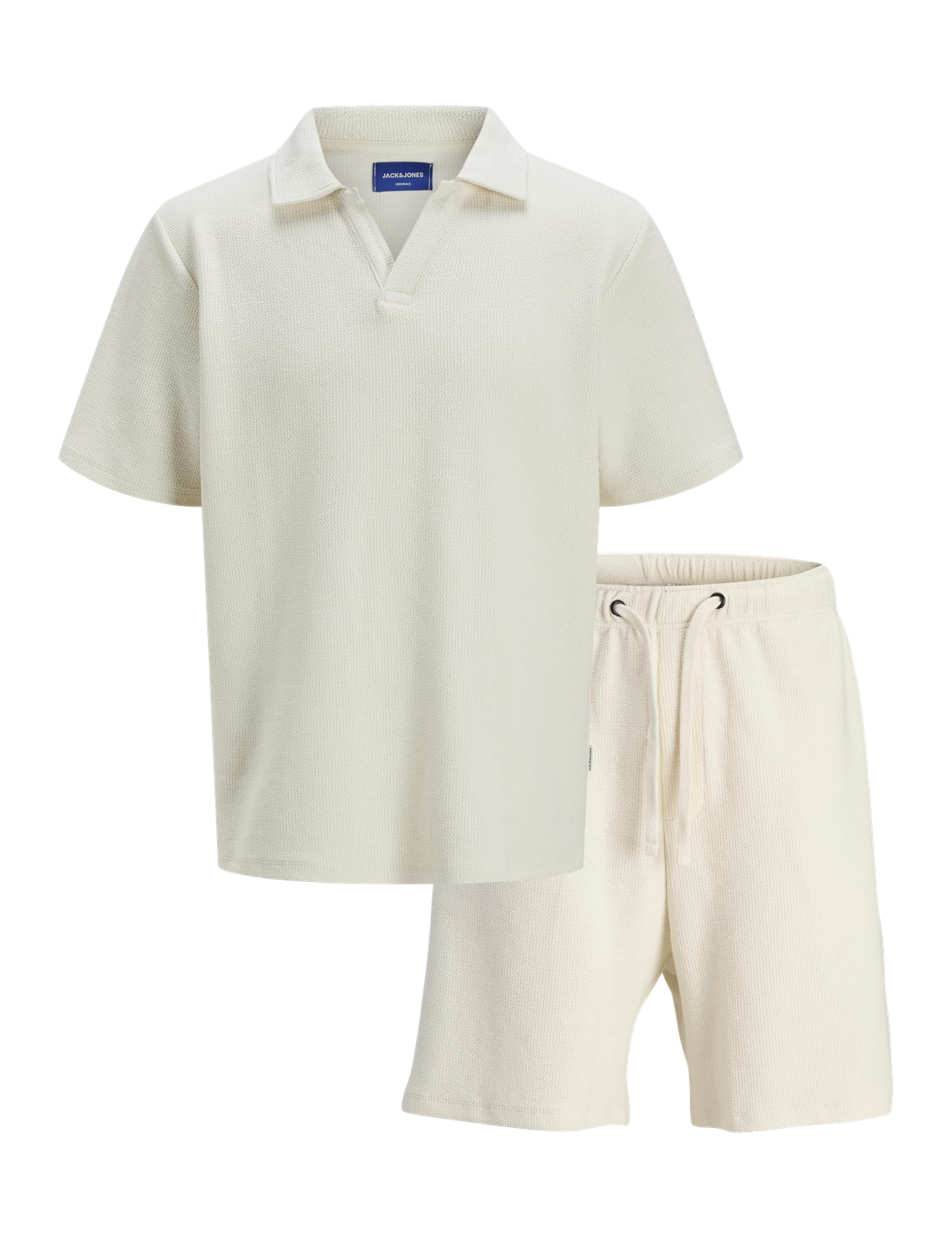 JACK & JONES Men's Jorislington Texture Polo SS Set Pk Mp, Antique White, M