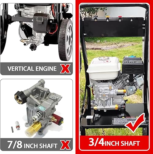 Miniatura 4 de 2400-2800PSI Bomba de repuesto para lavadora a presión, bomba de presión horizontal de 34 pulgadas de eje de repuesto para lavadora eléctrica