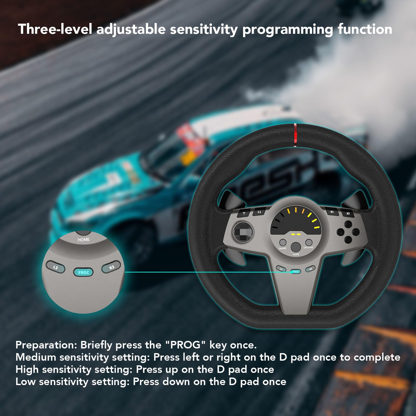 Cuifati Juego de Volante de Carreras de 270° con Pedales Hall y Paletas de para Simulador de Conducción de Juegos de PC