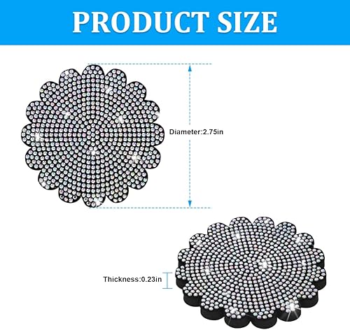 Miniatura 2 de 2 posavasos con diamantes de imitación antideslizantes para vehículos, para mujeres, hombres y niñas, universal de 2.75 pulgadas, interior