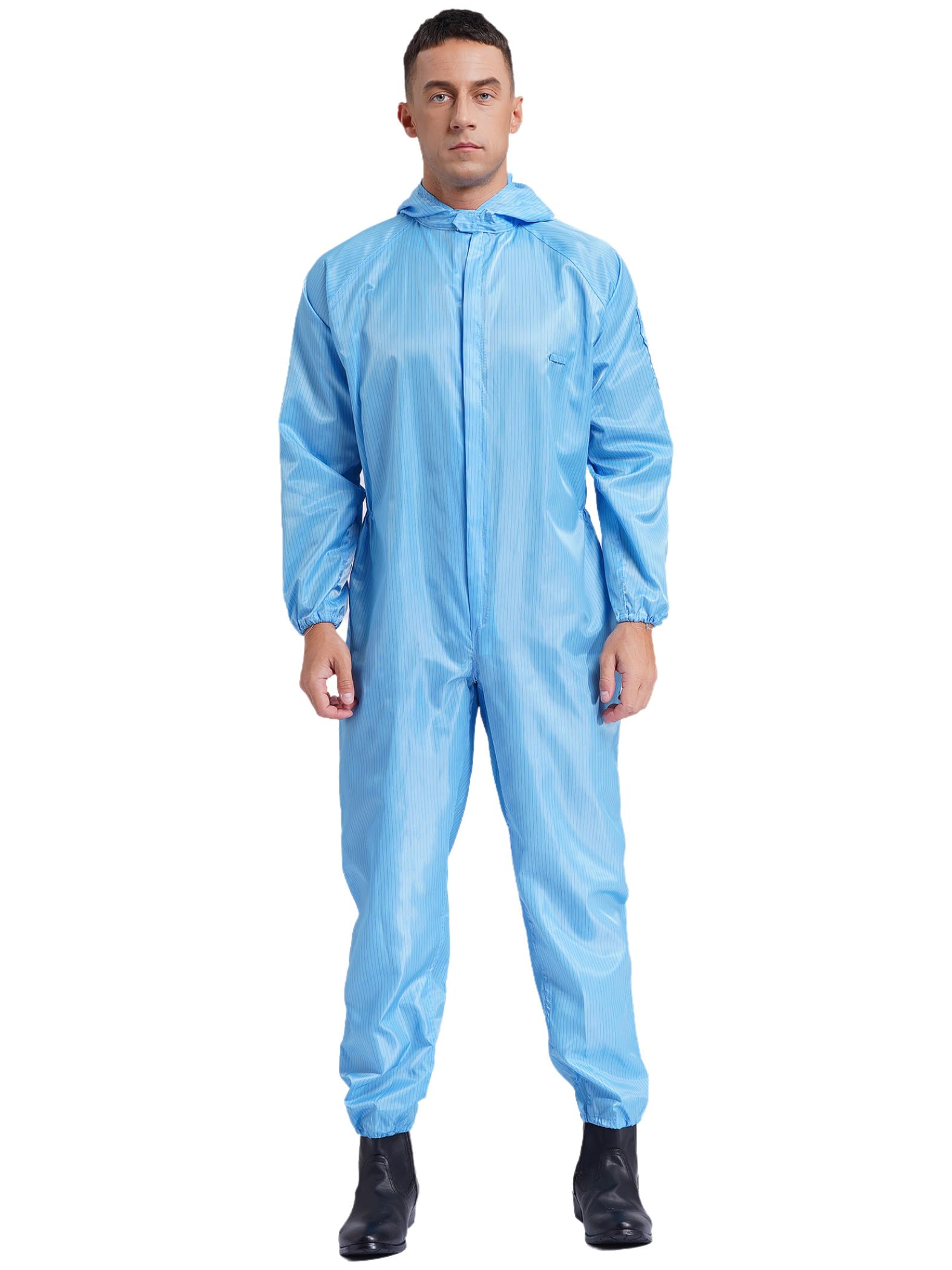 Miutii Men's Zip Front Mechanic Workwear Jumpsuits Boiler Suit Full Body Anti-static Hooded Coverall