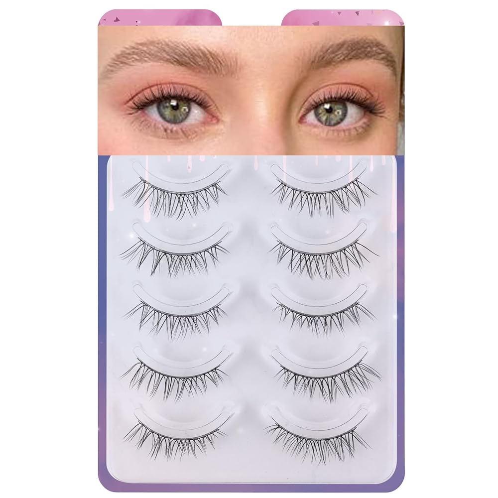 Lashes Eyelashes Natural Look, False Wispy Look 5 Pairs Soft Faux Mink 3D 6D Volume Fluffy Frihappy Fake 17-Understated