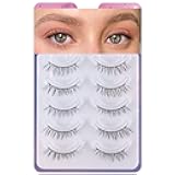 Lashes Eyelashes Natural Look, False Wispy Look 5 Pairs Soft Faux Mink 3D 6D Volume Fluffy Frihappy Fake #17-Understated