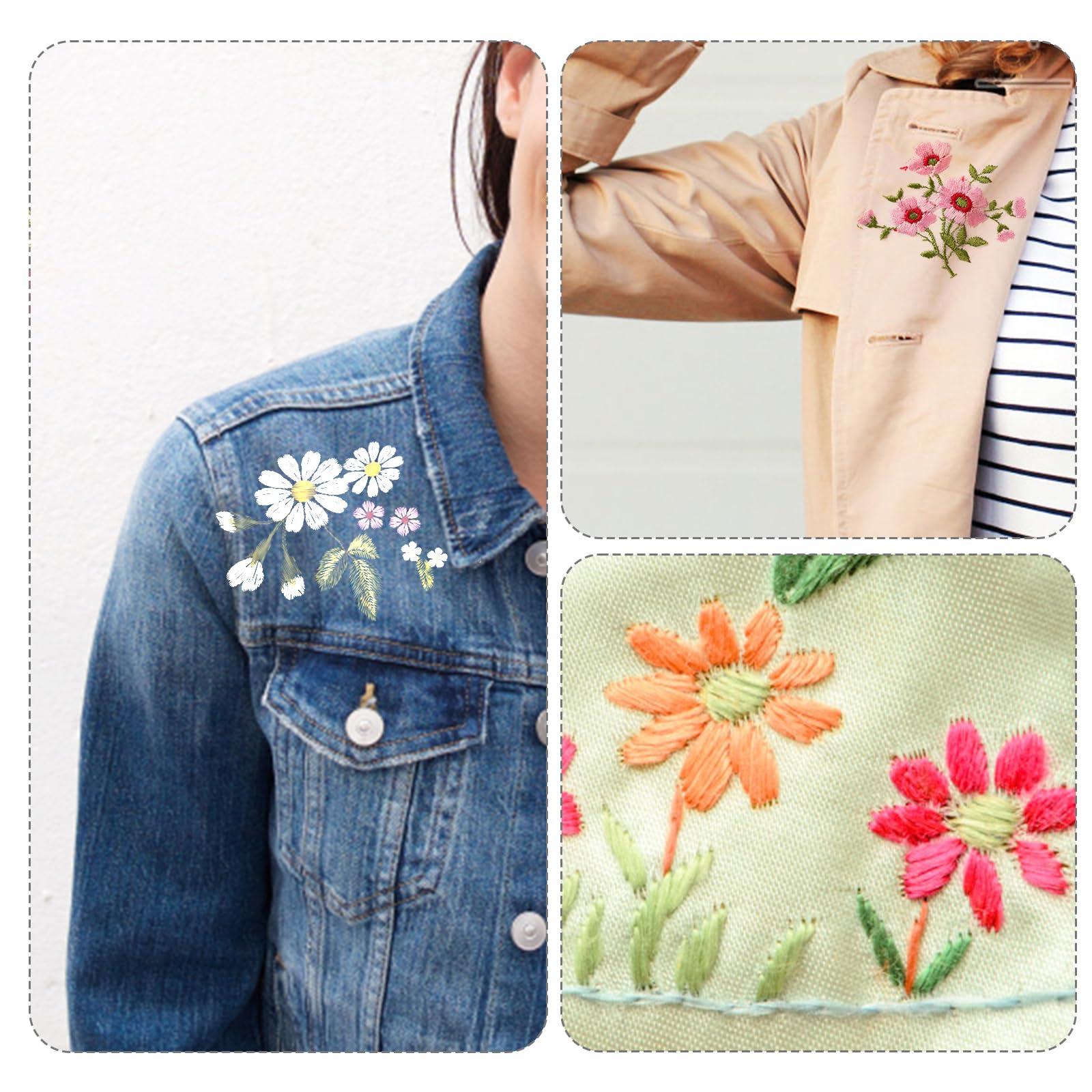 Kit De Broderie Soluble Dans L'Eau 7 Pcs Tissu Non Tissé Auto-Adhésif Pour Projets Diy Papier De Support Brodé Dissolvable Pour Vêtements Décoration Maison