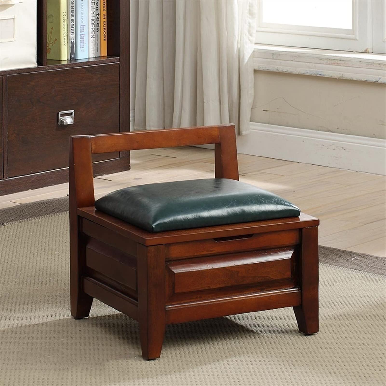 KEPMOGOH Wooden Foot Storage Stool Ottoman - Solid Wood Low Stool, Retro Style Square Storage Stool Decorative Stool Family Storage Stool Sofa Chair Shoe Stool (Size : B)