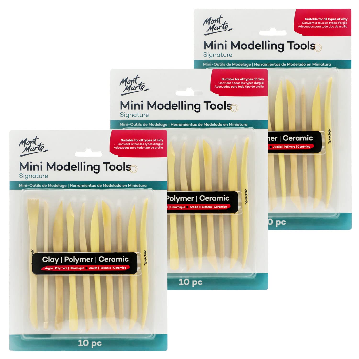 Mont Marte Polymer Clay Tools Pottery Tools Clay Sculpting Tools for Sculpting 10 pces, 3 Pack