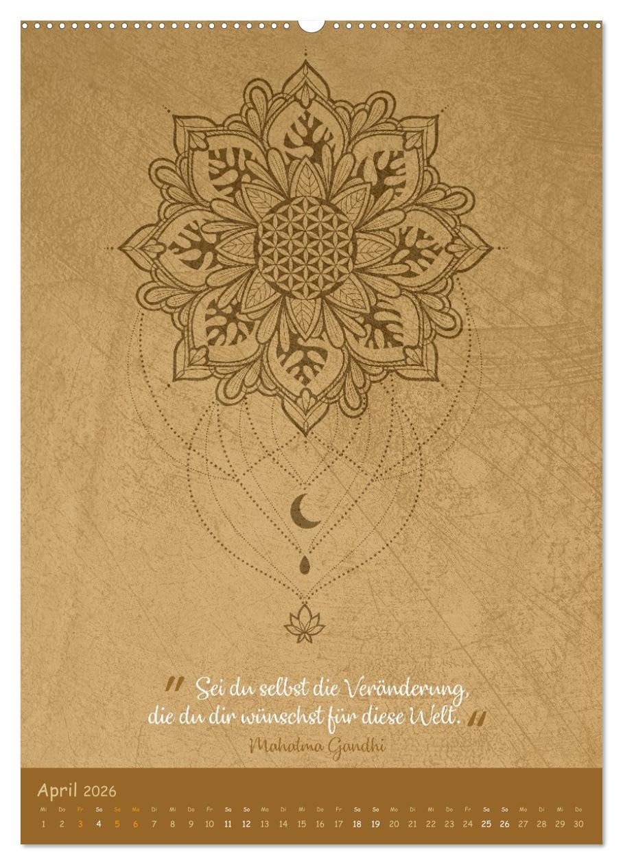 Jahresweisheiten (hochwertiger Premium Wandkalender 2026 DIN A2 hoch), Kunstdruck in Hochglanz: Spiritueller Kalender mit Illustrationen und Zitaten (CALVENDO Orte)