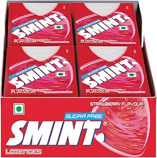 Smint, Sugarfree Strawberry Flavour Lozenges Pack, 51.2 g- Pack of 8