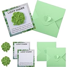 3 Set St. Patrick's Day Lucky Charm Gift Cards, Irish Clover Pocket Hug Token with Crochet Four Leaf Clovers Blessing Card Envelope for St. Patrick Family Friend Party Favor Gift Exchange