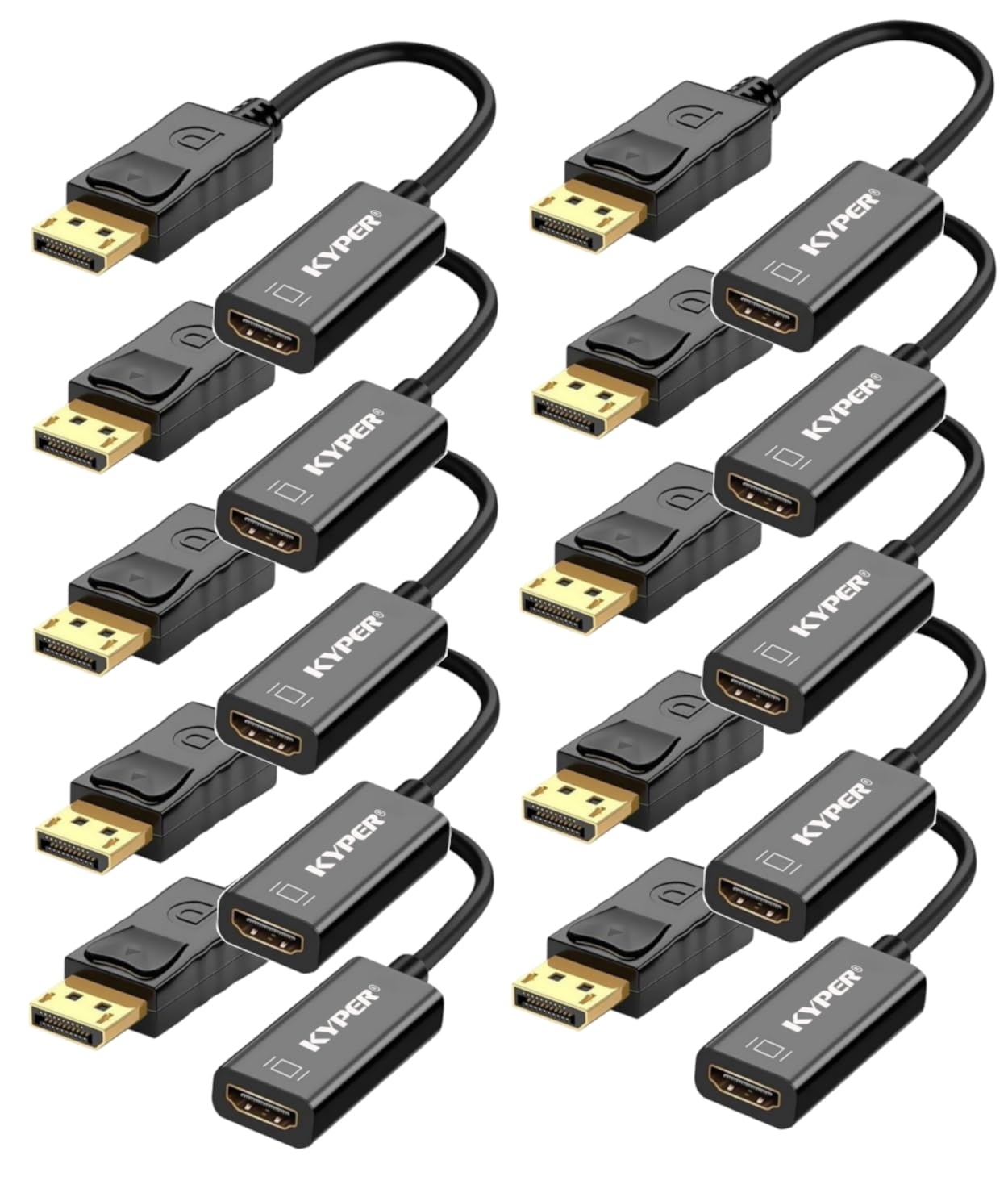 Kyper USKyper-564K Câble adaptateur DisplayPort vers HDMI plaqué or 24 carats Uni-directionnel DP vers HDMI Convertisseur (mâle vers femelle) Compatible avec toutes les marques PC, ordinateur portable