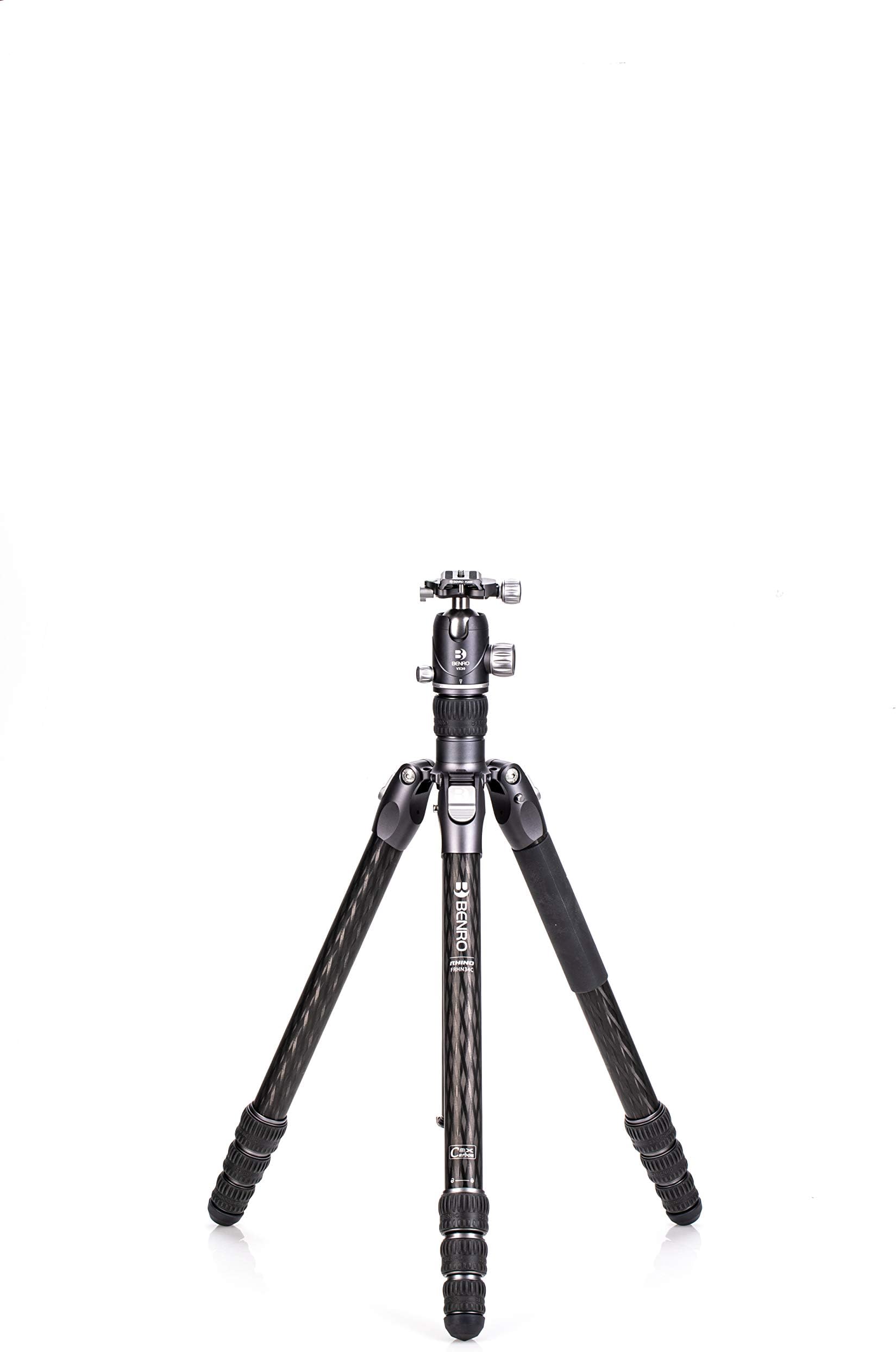 Benro Rhino Carbon Fiber Three Series Tripod/Monopod with VX30 Ballhead, 4 Leg Sections, Twist Leg Locks, Padded Carrying Case (FRHN34CVX30) Max Height 174.5 cm
