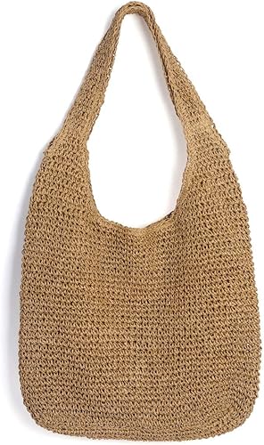 Miniatura 8 de CHIC DIARY Womens Handwoven Straw Shoulder Bag Large Summer Beach Handles Handbag Tote with Zipper